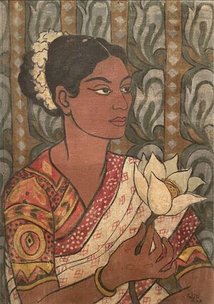 لوحة فتاة زهرة الزنبق (1955) لنازك حمدي