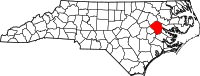 Map of North Carolina highlighting بيت