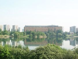 Val-de-Marne prefecture building by the lake