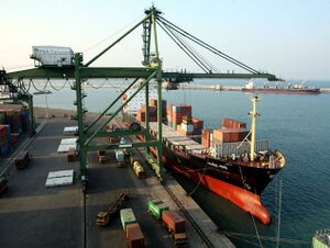 a ship standing in a port