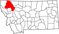 Map of Montana highlighting فلاتهيد