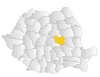 Map of Romania highlighting Covasna County