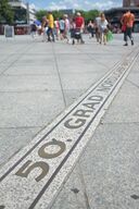 Line showing 50° north latitude on the Gutenbergplatz