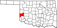 Map of Oklahoma highlighting بيكهام