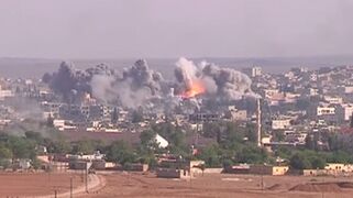 Coalition Airstrike on ISIL position in Kobane.jpg