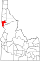 State map highlighting Nez Perce County