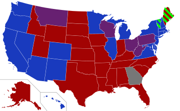 Map of the Senate composition by state and party