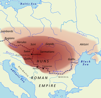 Territory under Hunnic control حوالي 450 م