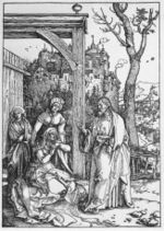 'Life of the Virgin, Christ Taking Leave of his Mother', woodcut by Albrecht Dürer, c. 1504, Honolulu Academy of Arts.jpg