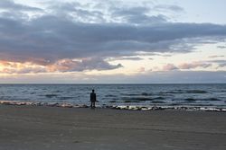 Sunset on the coast of Jūrmala, looking out into the Baltic Sea.