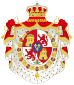 Lesser Royal Coat of Arms of Spain (1700-1868 and 1834-1930)-Golden Fleece and Mantle Variant.svg