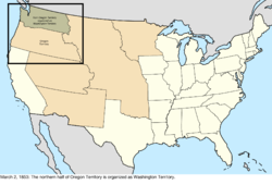 Map of the change to the United States in central North America on March 2, 1853