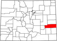Map of Colorado highlighting كيووا