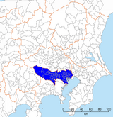 File:Tokyo-Kanto definitions, Tokyo Metropolis.png Map of the Tokyo Metropolis, one of the various definitions of Tokyo/Kanto. The map omits Izu/Ogasawara Islands, which is also the part of the metropolis.