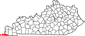 Map of Kentucky highlighting Fulton County