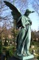 F. Copper electrotype (ca. 1903) of Raimund Liebhaber's sculpture of an angel. In the early 20th century, the Abteilung für Galvanoplastik (Galvanoplastic Division) of the WMF company produced many electrotype sculptures for German cemeteries.[5]