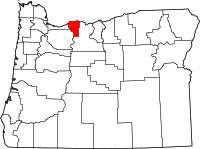 Map of Oregon highlighting هود ريفير