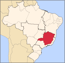 موقع ولاية ميناز جرايس في البرازيل.